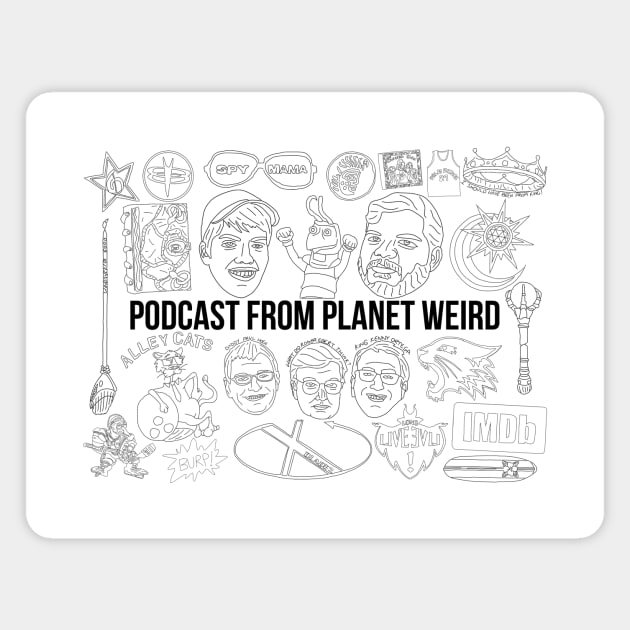 Doodles (black on white) Magnet by PlanetWeirdPod